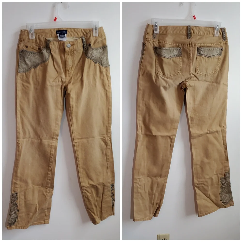 Vintage Ralph Lauren Y2K Boho Western Flare Jeans Girls 16 ~ Cowgirl Southwest - Picture 6 of 13